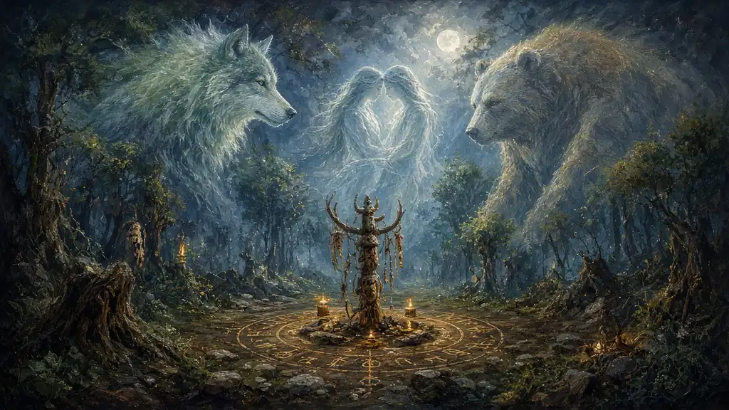 Original fantasy illustration for Drinal & Ehayae, the Spirit Gods