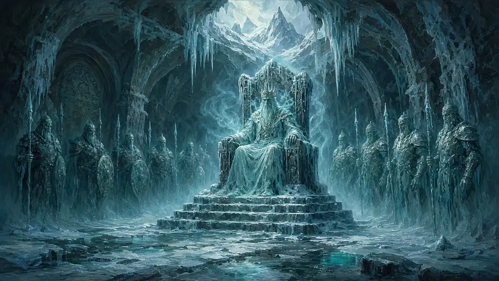 Original fantasy illustration for Frostcrypt & the Shade King