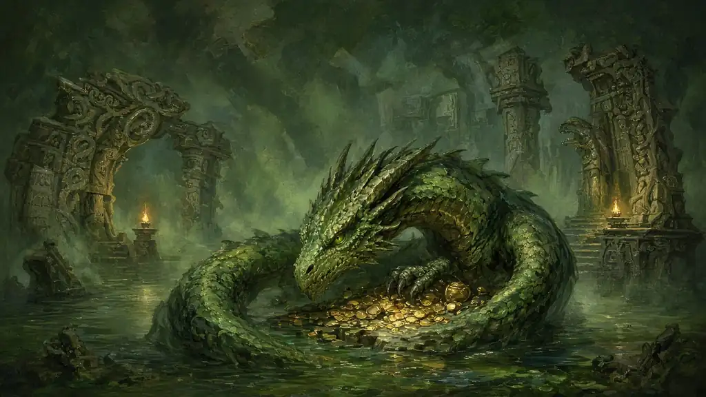 Original fantasy illustration for Trakanon & the Dragon War