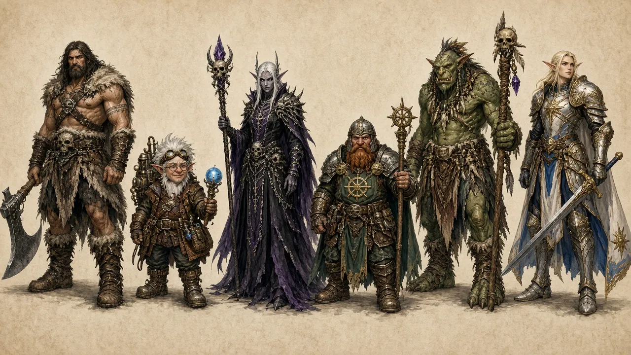 Lineup of fantasy heroes